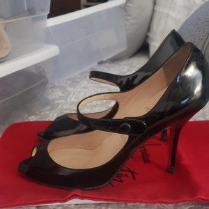 Christian Louboutin Black Peep-Toe Mary Jane 39